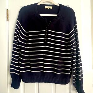 Sézane Navy & White Striped Leontine Jumper - Medium